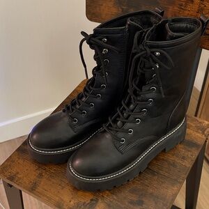 Black Lace-Up Women's Boots